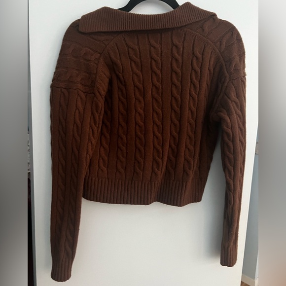 Sunday Best Brown V-Neck Cable Knit Sweater - Picture 4 of 4